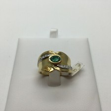 ANELLO da Donna fascia stretta con SMERALDO, diamanti e oro giallo 18 KT RE02