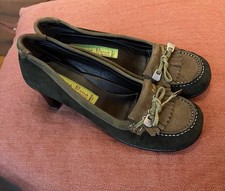 Mocassini scamosciati bicolore tacco alto materia prima by goffredo fantini