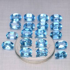 SET BRILLANTE! 10CT 19PZS Migliore Topazio Blu Svizzero 100% Naturale Ovale 6x4mm Lustro Superiore