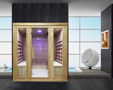 SAUNA INFRAROSSI 180X140 cm FINLANDESE USB PC OZONO BLUETOOTH 7 COLORI CERAMICA