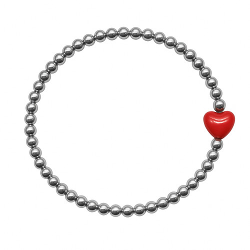 Bracciale con cuore - cuore, rosso