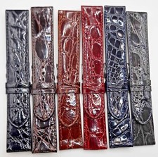 Elegante cinturino vero coccodrillo lucido mm22/20 piatto handmade in Italy