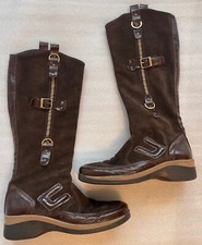 PELUSO, MADE IN ITALY, STIVALI DONNA SCAMOSCIATI MARRONI, E.U. 38, U.S. TAGLIA 7,5, usato in ottime condizioni