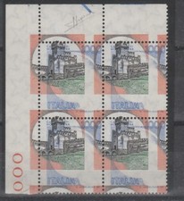 FRANCOBOLLI - 1980 REPUBBLICA CASTELLI QUARTINA L.1000 VARIETA' MNH Z/9920