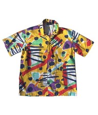 Camicia hawaiana vintage Hobie uomo colore medio vibrante manica corta con bottoni 
