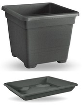 QUADRATO LISCIO FIORIERA VASO PLASTICA da 54/45/38/32cm GIARDINO+TERRICCIO BIO