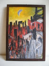 CITTA GIALLO NERO olio su