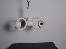 Lampadario Anni 70 Space Age, In Legno. Tre Punti Luce Regolabili. 