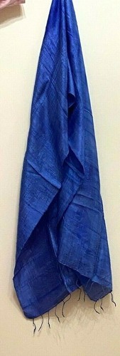 Sciarpa seta grezza blu - in,