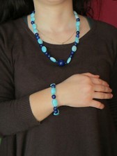 COLLANA e bracciale  parure con lapislazzuli e acquamarina 