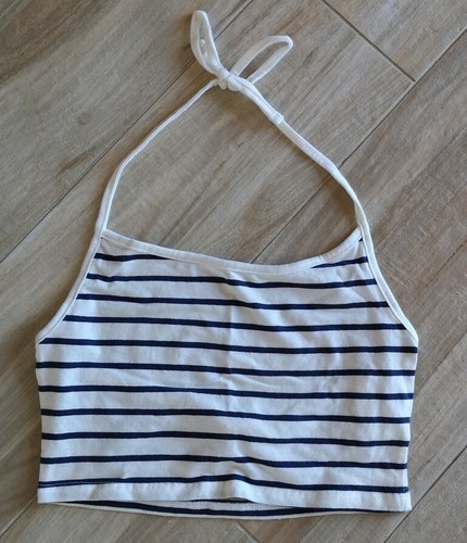 Crop top righe - top, blu
