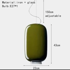 Lampadario In Vetro Designer&Co Moderno 1 Pezzo Unico Colore Verde Desertico