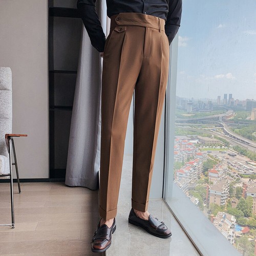 Uomo vita alta pantaloni gamba - uomo,