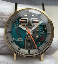 Orologio restaurato SVIZZERO 1973 Accutron Spaceview #891-2 placcato oro 2141 forcella tuning