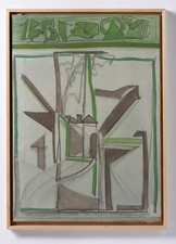 Riccardo Licata - Tempera Su Tela 50 X 70 Anno 68