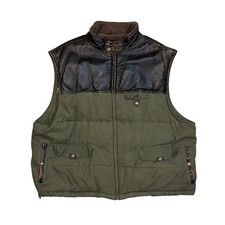 Gilet pelle pelle Marc Buchanan pelle vintage taglia 6XL raro sherpa con zip Y2K