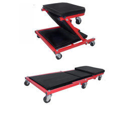 Lettino sottoauto e Sgabello a Carrello 2in1 per Officina Max 150 kg