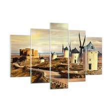 Quadro su Vetro 150x100cm Mulino a vento andalusia paesaggio Stampe Murale