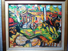 Tableau huile toile 46x38 - huile/toile, les