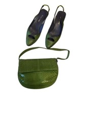  Borsetta e sandalo vero pitone colore verde di Sergio Rossi coordinato