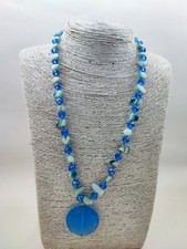 Collana In Madreperla E Cristalli Con Ciondolo 56cm