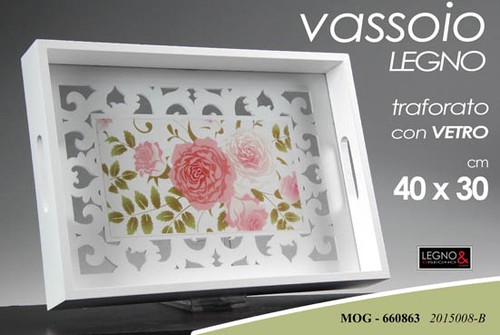 Vassoio rettangolare rose