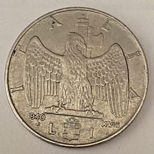 Moneta italiana da lire 1 del 1940