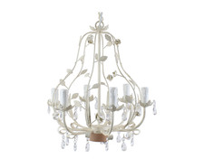 Lampadario a sospensione Rose - 6 Luci - Metallo Cristallo - Avorio - 46 x 46 cm