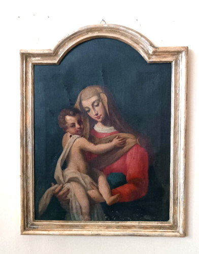 Antico dipinto olio tela - su,