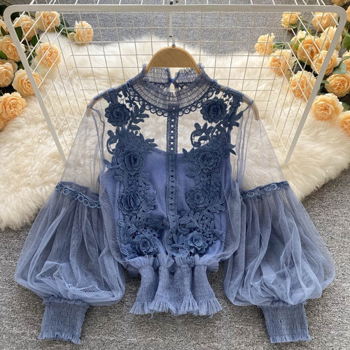 Camicia donna pizzo maglia