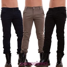 Pantaloni uomo jeans denim CHINO slim tasconi casual aderenti nuovi E5660
