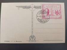 ITALIA REGNO 1930/ VISITA DI MUSSOLINI A LIVORNO, USATO SU Cartolina