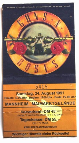Guns roses billet ticket - roses,
