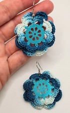 Orecchini fiore blu ottanio - orecchini,