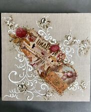 Quadro dipinto a mano su tela / Stencil e Decoupage / Quadretto In Legno