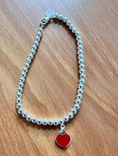 Bracciale Tiffany & Co. Cuore Rosso Argento Sterling 7,5"