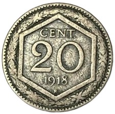 20 CENTESIMI 1918 - ESAGONO -