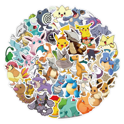 100 adesivi pokemon anime - adesivi,