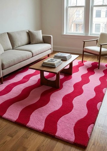Tappeto righe ondulate rosa - righe,