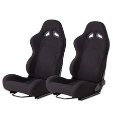 Coppia Sedili Sportivi Max Reclinabili in Tessuto Nero + Kit Slitte