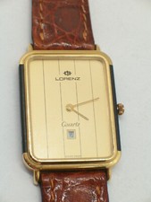 Orologio LORENZ nuovo con cinturino in coccodrillo - anni 90 - rettangolare -
