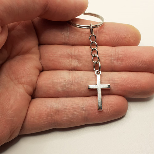 Portachiavi croce argento - croce, con