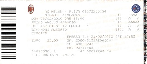Biglietto stadio milan - biglietto,