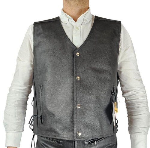 Gilet vera pelle - , smanicato