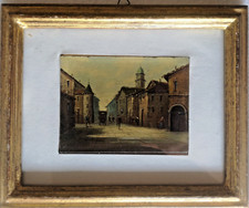 Dipinto d’Epoca Olio su Tela Firmato Veduta Ottocentesca Mitteleuropea