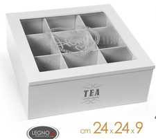 SCATOLA PORTA BUSTINE INFUSI THE TE TISANE TEA CIALDE COFANETTO SHABBY 24*24*9CM