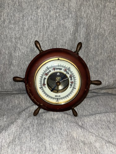 Barometro ruota nave legno
