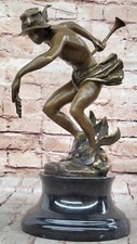 Statua Di Mercurio Nudo In Bronzo Scultura In Marmo Arte Deco Mitologica Romana