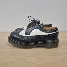 Scarpe Dr Martens Vintage 3989 Demize Nero Bianco Pelle Grosse Bex Brogues UK 6