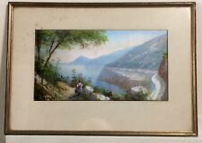 Maria Gianni Napoli Italia Guazzo su carta vetro incorniciato [AH203]